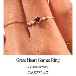 Catbird Jewelry Ruby, Pearl and Diamond Great Heart Garnet Ring